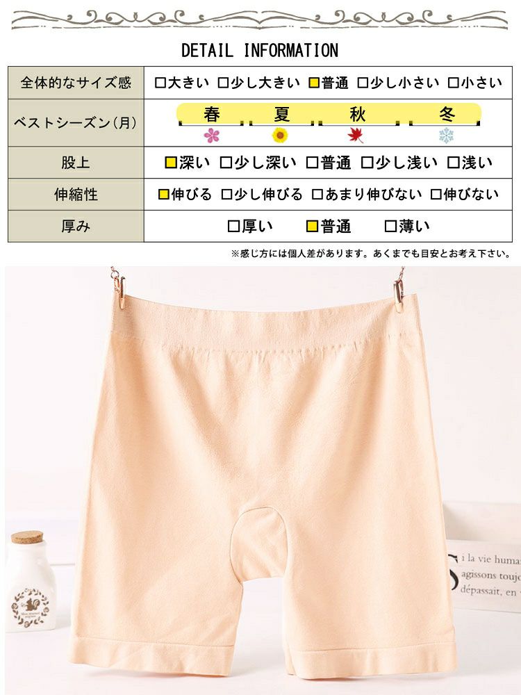 大きいサイズ レディース 股ズレ防止3分丈パンツ　goldy-1489 【メール便可】