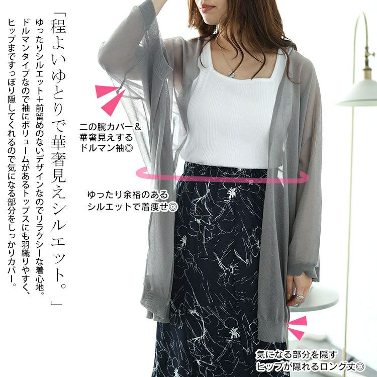 大きいサイズ レディース シアーニットドルマンカーディガン　maru-20002 【メール便可】
