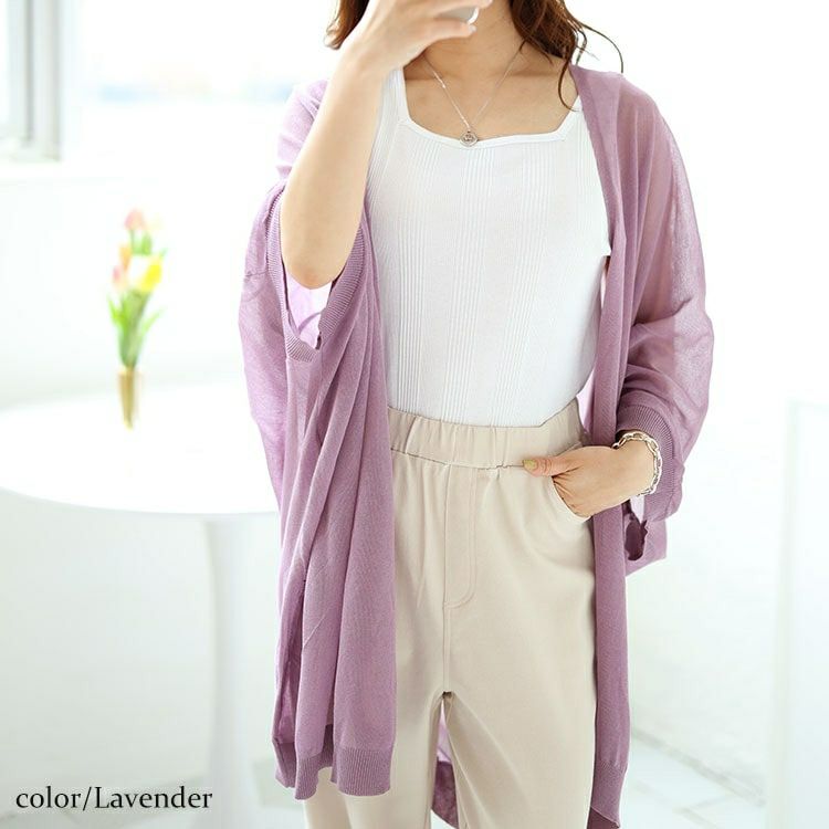 大きいサイズ レディース シアーニットドルマンカーディガン　maru-20002 【メール便可】