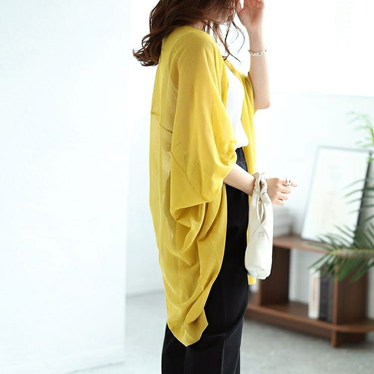 大きいサイズ レディース シアーニットドルマンカーディガン　maru-20002 【メール便可】