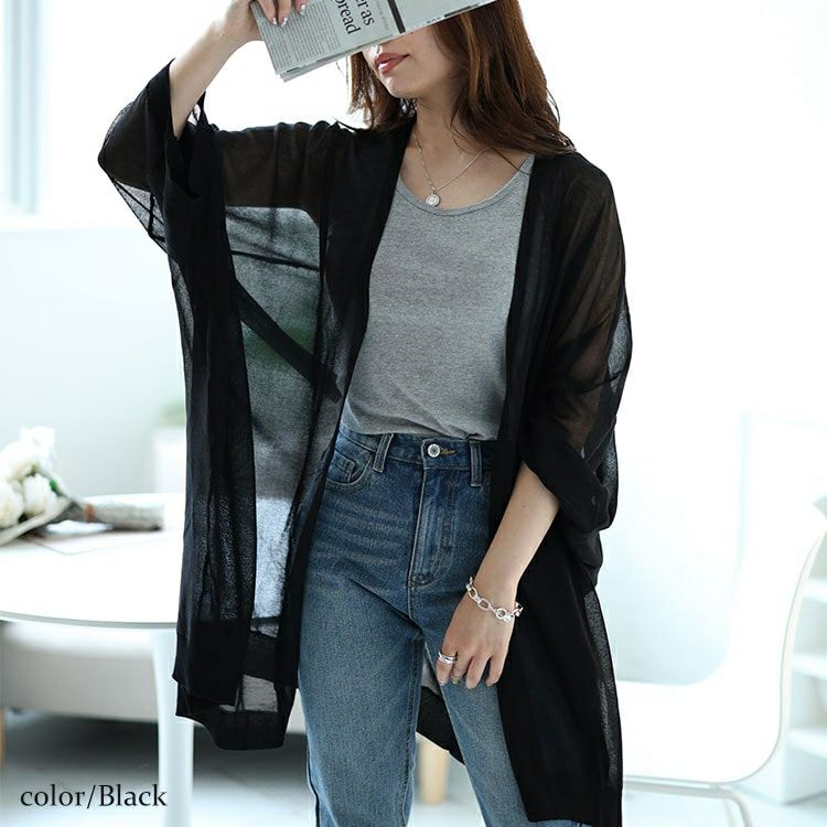 大きいサイズ レディース シアーニットドルマンカーディガン　maru-20002 【メール便可】