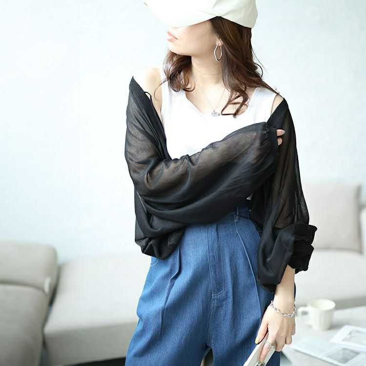 大きいサイズ レディース シアーニットボレロ　maru-20001 【メール便可】