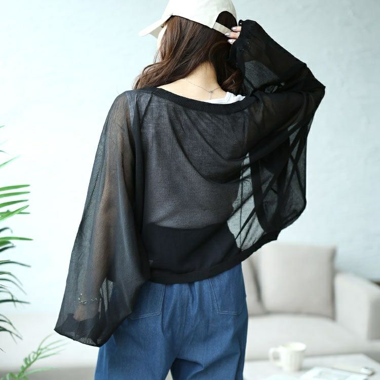 大きいサイズ レディース シアーニットボレロ　maru-20001 【メール便可】