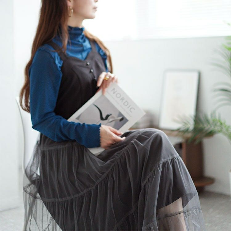 大きいサイズ レディース チュールティアードドッキングワンピース　nw-24016