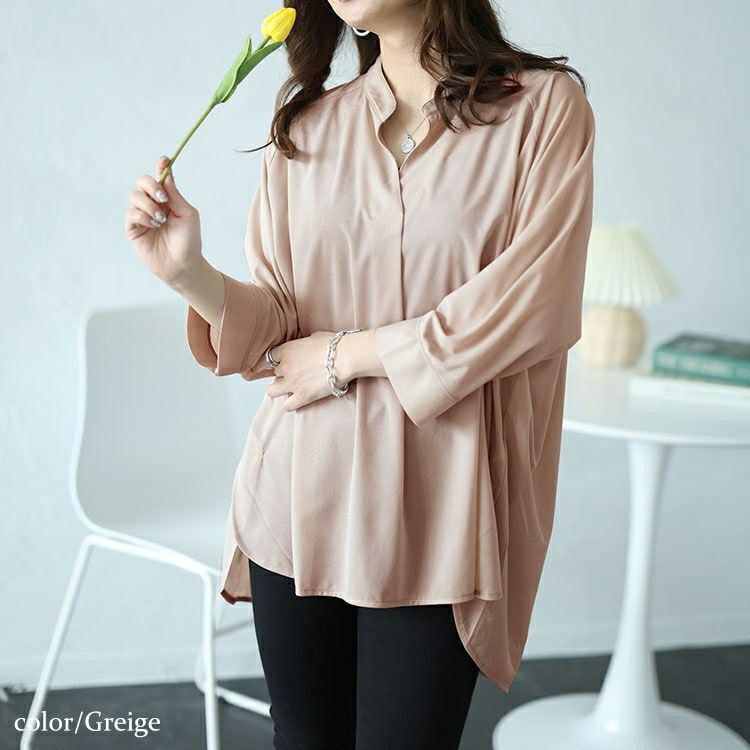 大きいサイズ レディース タック入りテールカットスキッパーブラウス　maru-30029 【メール便可】