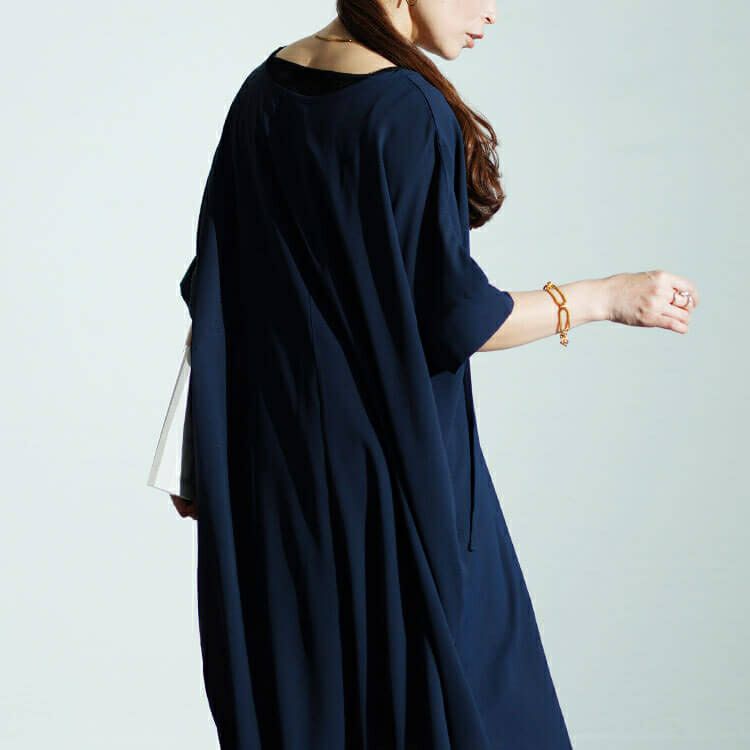 大きいサイズ レディース フロントリボンサイドスリットマキシワンピース　maru-30027