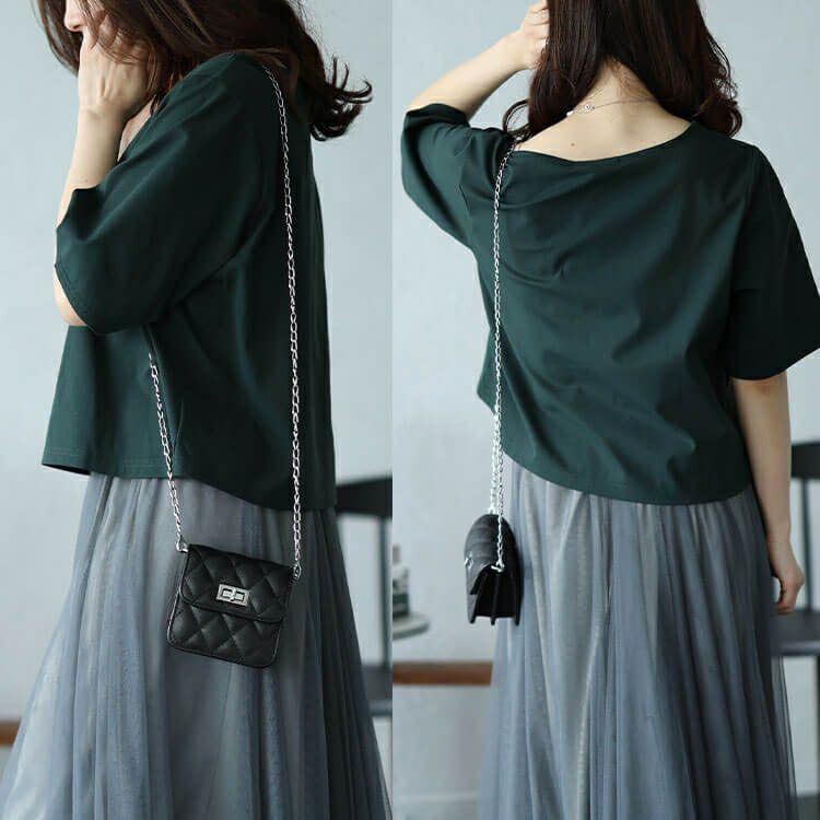 大きいサイズ レディース クロップド丈ワイドTシャツ　maru-30026 【メール便可】