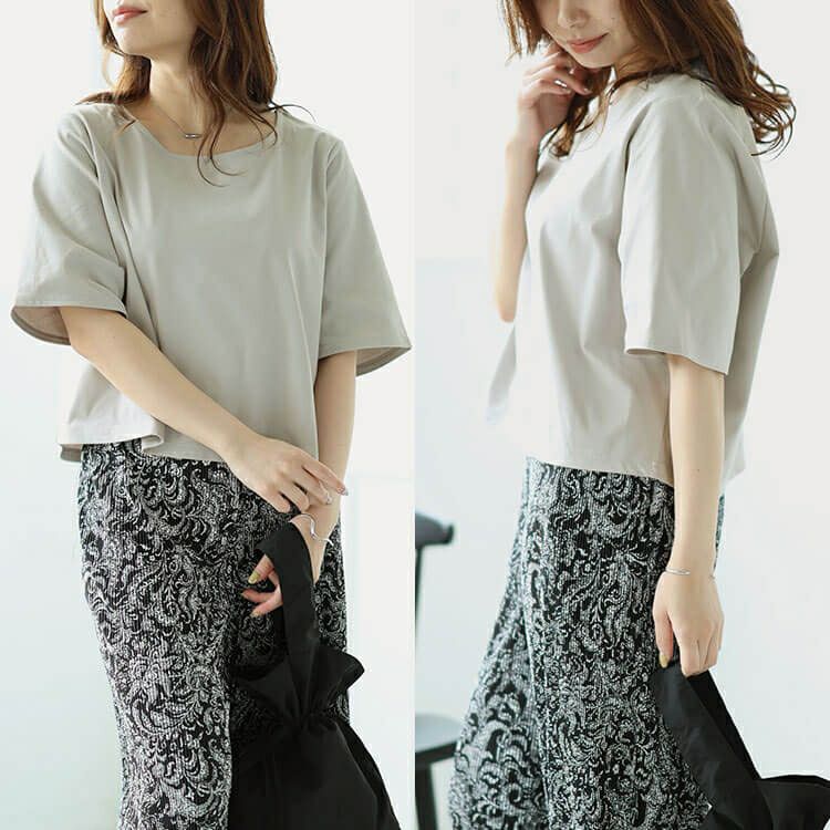 大きいサイズ レディース クロップド丈ワイドTシャツ　maru-30026 【メール便可】