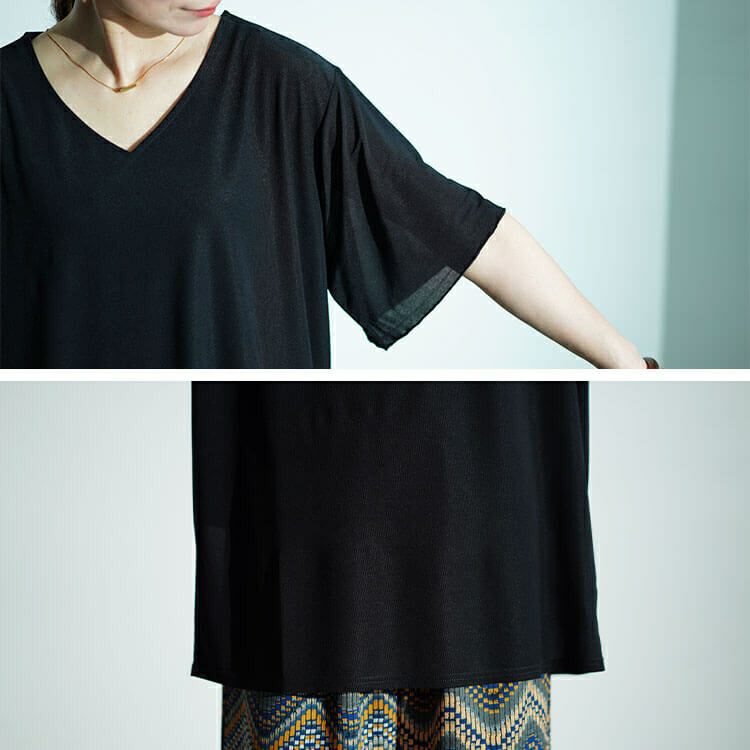 大きいサイズ レディース フレアスリーブストレッチチュニック　maru-30020 【メール便可】