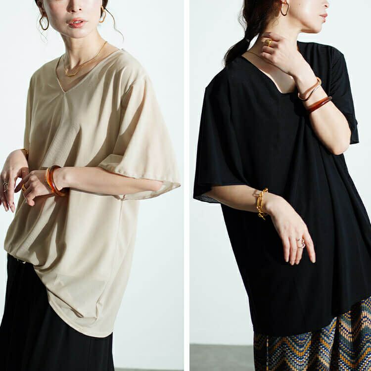 大きいサイズ レディース フレアスリーブストレッチチュニック　maru-30020 【メール便可】