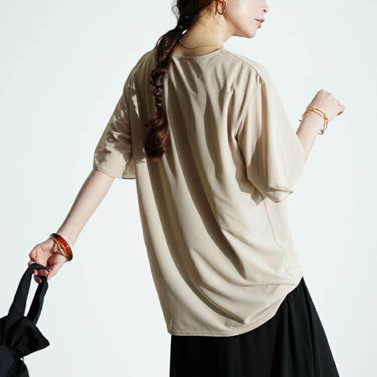 大きいサイズ レディース フレアスリーブストレッチチュニック　maru-30020 【メール便可】