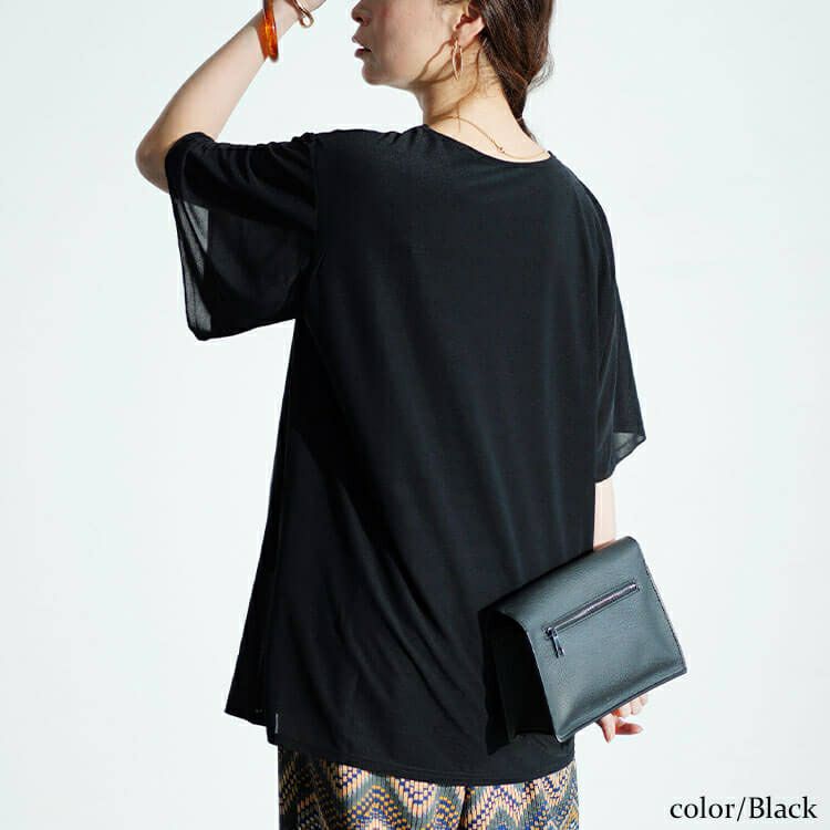 大きいサイズ レディース フレアスリーブストレッチチュニック　maru-30020 【メール便可】