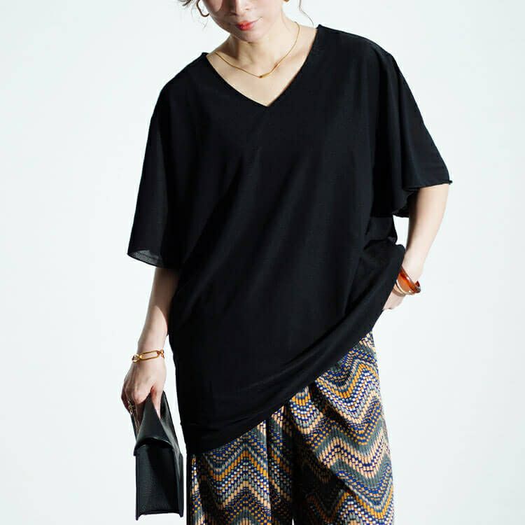 大きいサイズ レディース フレアスリーブストレッチチュニック　maru-30020 【メール便可】