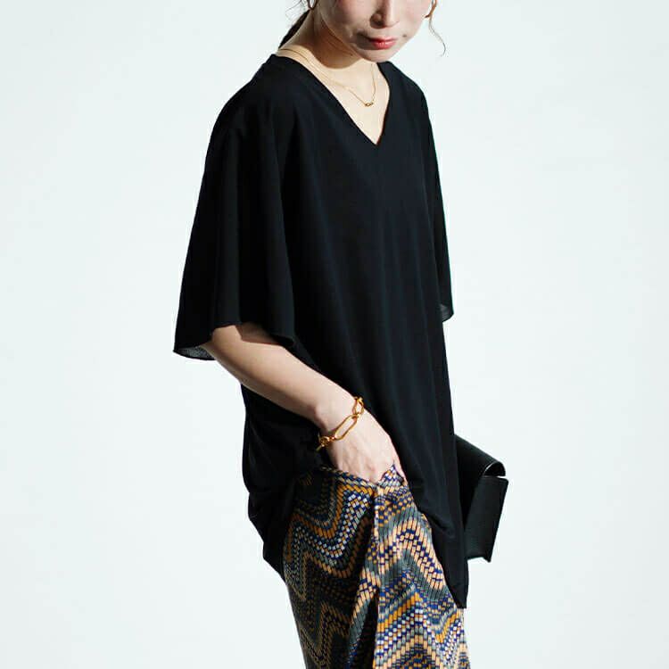 大きいサイズ レディース フレアスリーブストレッチチュニック　maru-30020 【メール便可】