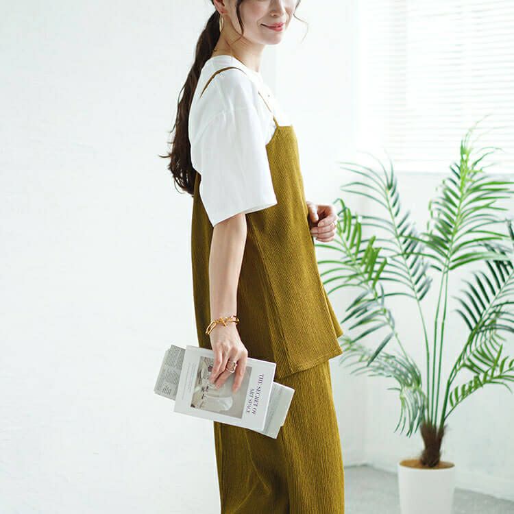 大きいサイズ レディース ワッシャー楊柳フレアキャミ＆ナロースカートセットアップ　maru-30019