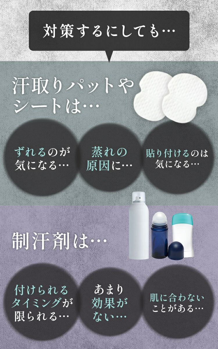 大きいサイズ レディース 脇汗・胸汗・背中汗 3way 最強！汗取りインナー　fem-504 【メール便可】