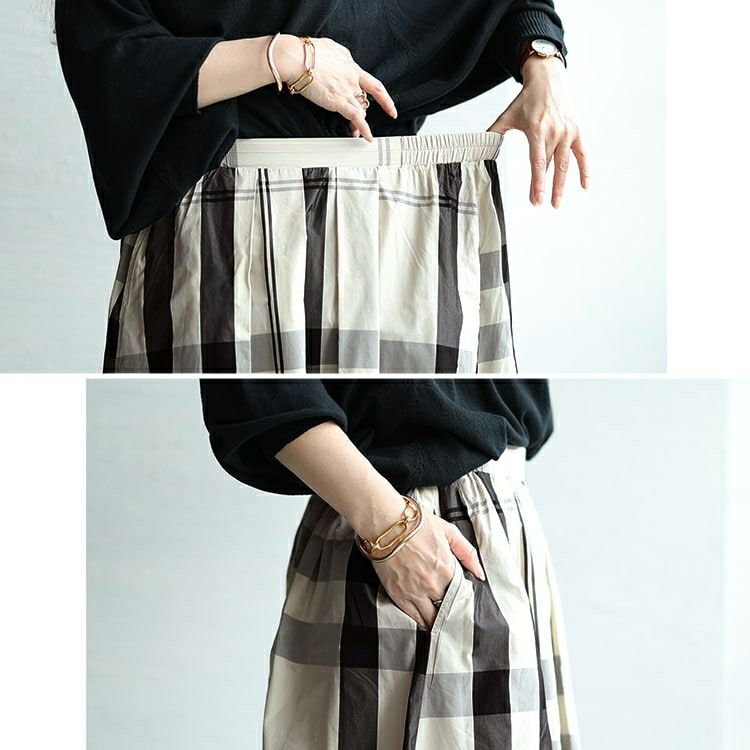 大きいサイズ レディース タータンチェックタックフレアスカート　maru-30030