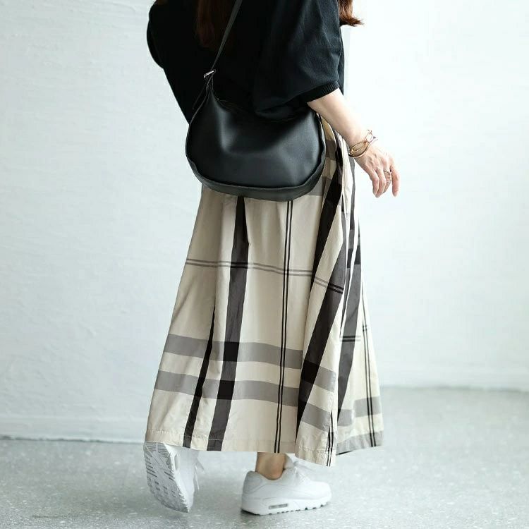 大きいサイズ レディース タータンチェックタックフレアスカート　maru-30030