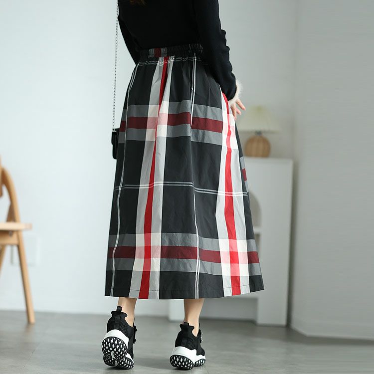 大きいサイズ レディース タータンチェックタックフレアスカート　maru-30030