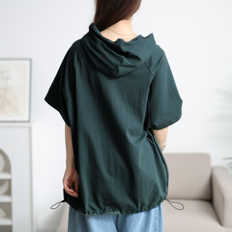 大きいサイズ レディース ハーフジップドロストワイドパーカー　bai-0150