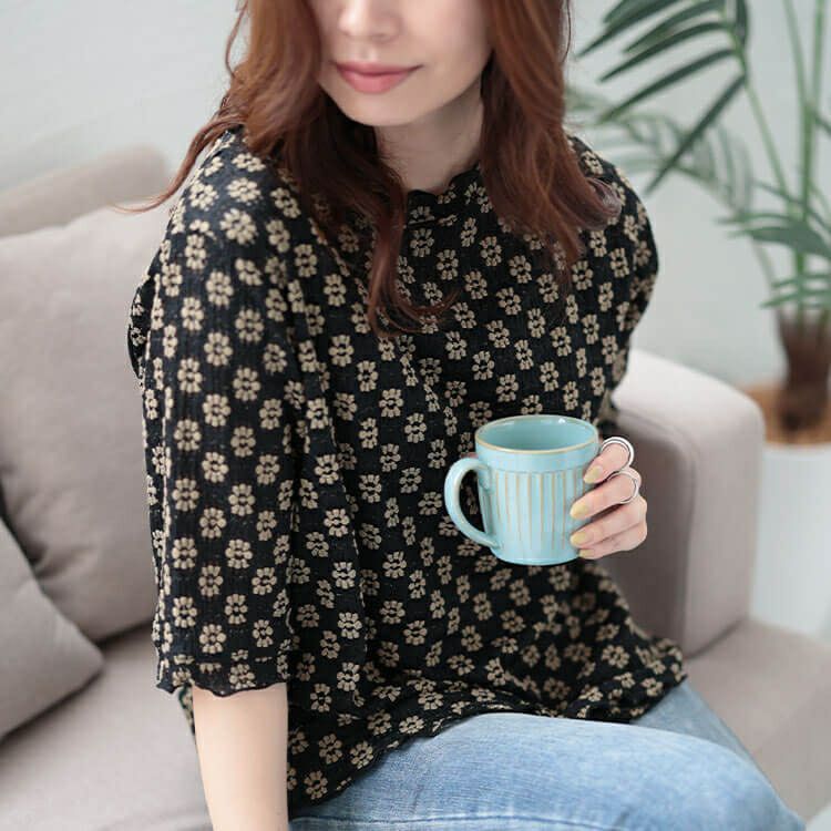 大きいサイズ レディース フラワージャガードメロウTシャツ　cpdai-658703 【ゆうパケット可】