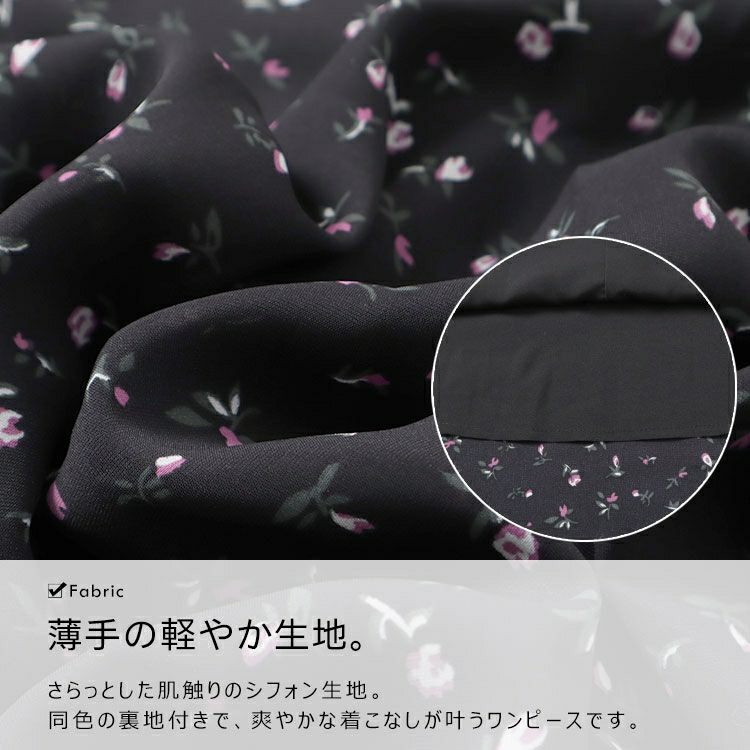 大きいサイズ レディース Vネック小花柄ワンピース　goldy-1502