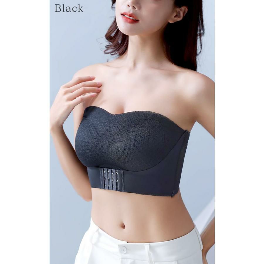 大きいサイズ レディース 2wayダブルホックストラップレスブラ　goldy-1495 ブラック