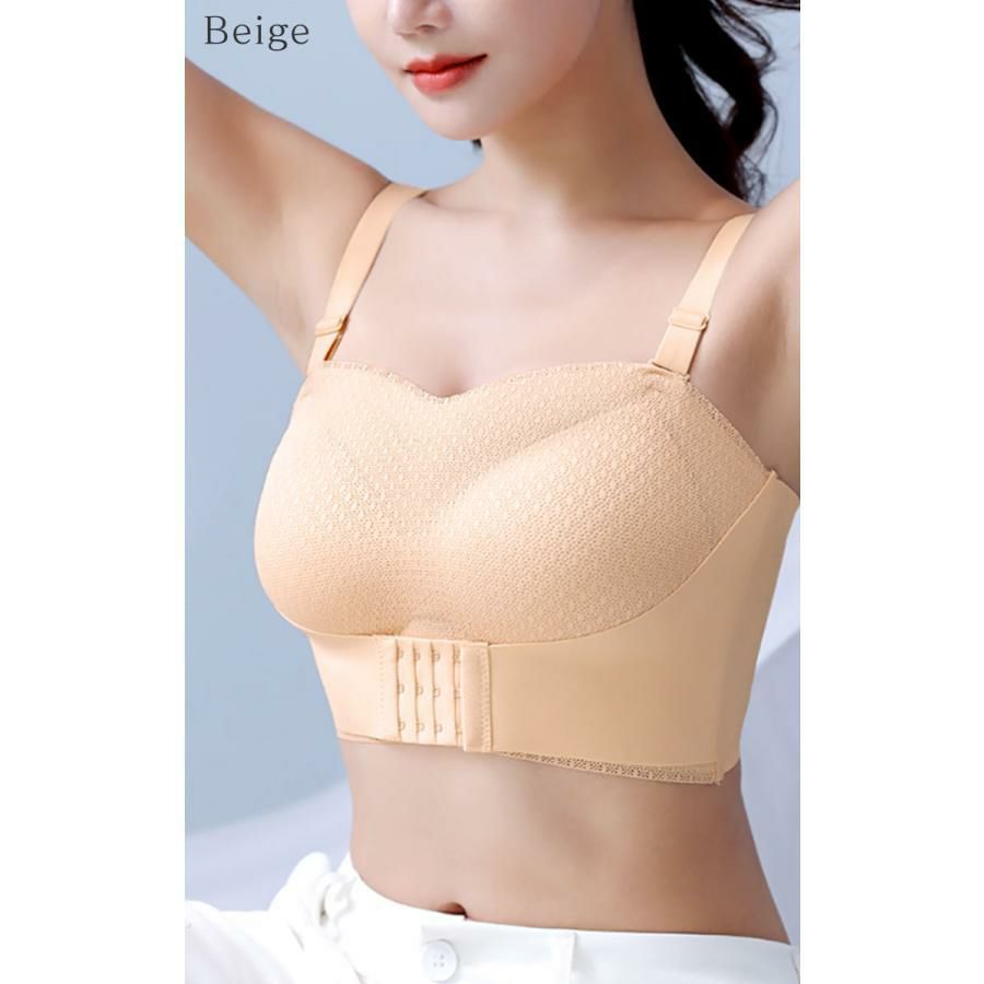 大きいサイズ レディース 2wayダブルホックストラップレスブラ　goldy-1495 ベージュ