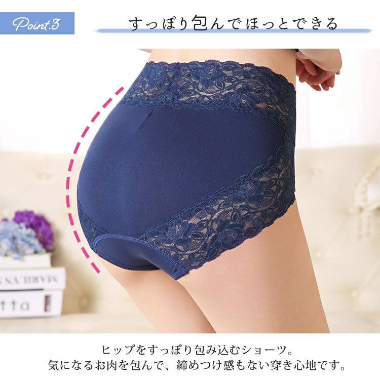 大きいサイズ レディース ストレッチ花柄レースショーツ　goldy-1487 【メール便可】