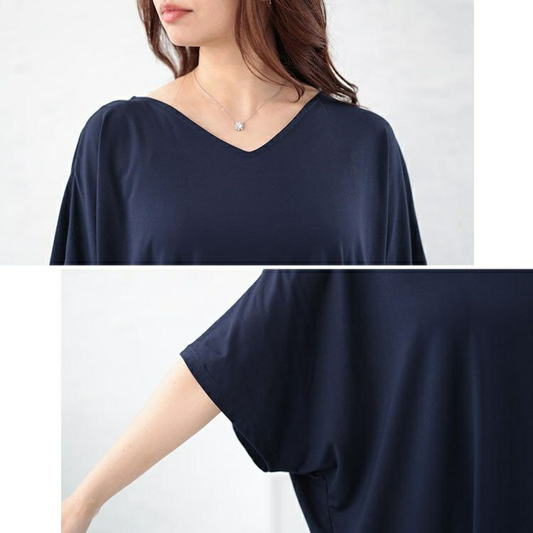 大きいサイズ レディース 接触冷感VネックドルマンTシャツ　mncut-142418 【メール便可】