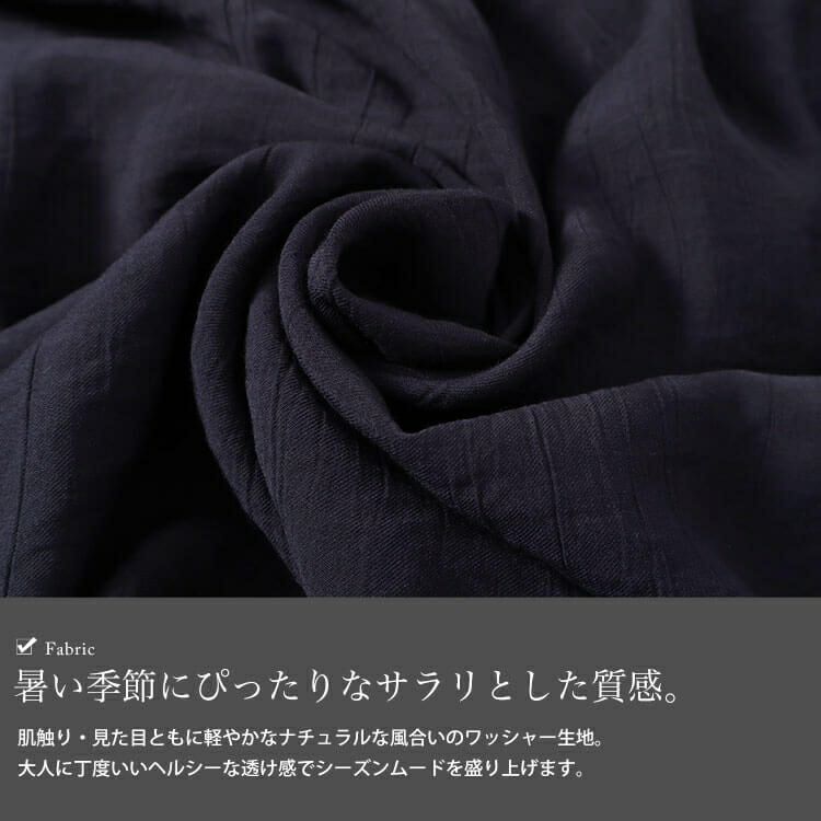 大きいサイズ レディース キーネックバックギャザーワッシャーワンピース　fem-482