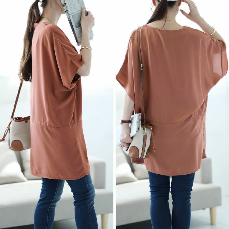 大きいサイズ レディース タック入りコクーンチュニック　fem-478