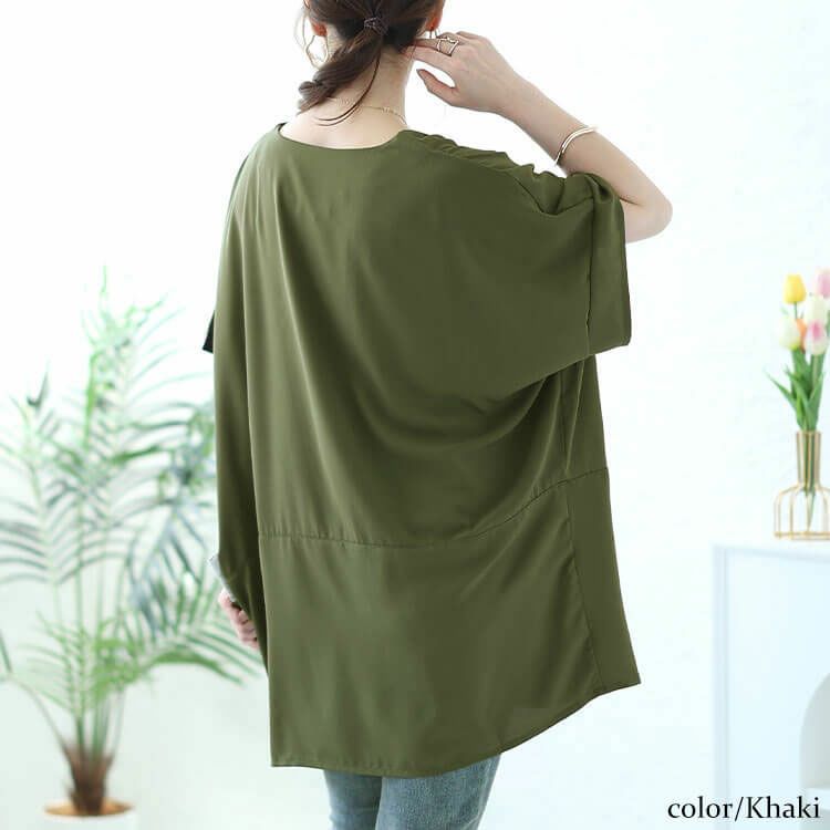 大きいサイズ レディース タック入りコクーンチュニック　fem-478