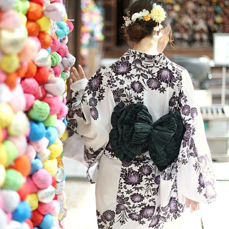 大きいサイズ レディース 【本仕立て浴衣】浴衣3点セット  紫市松の蓮柄上下セパレート浴衣＆結び帯（3点）　yukata-s10s