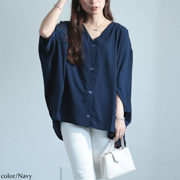 大きいサイズ レディース 変形ワイドドルマンプルオーバー　fem-484 【メール便可】