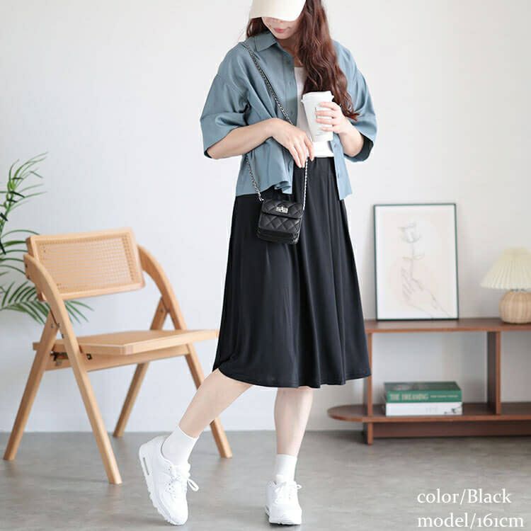 大きいサイズ レディース カットソーミディアムフレアスカート　mncut-142416