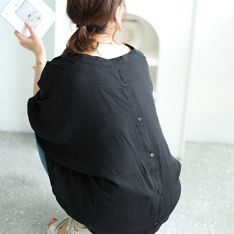 大きいサイズ レディース バックボタンドルマンスキッパーシャツ　fem-474 【メール便可】