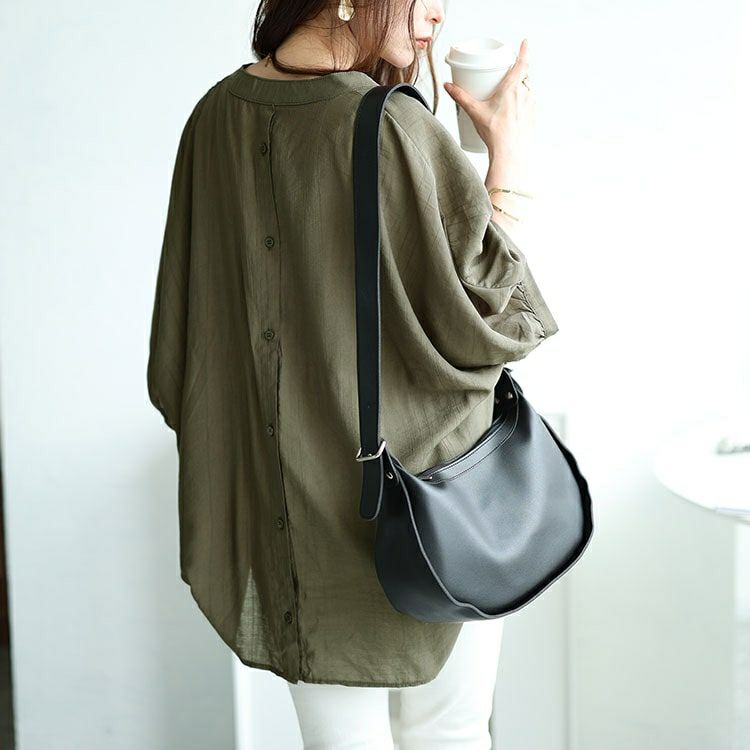 大きいサイズ レディース バックボタンドルマンスキッパーシャツ　fem-474 【メール便可】