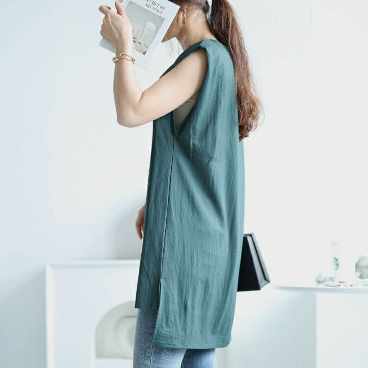 大きいサイズ レディース 接触冷感＆UVカット＆吸湿速乾サイドスリットチュニック　map-31