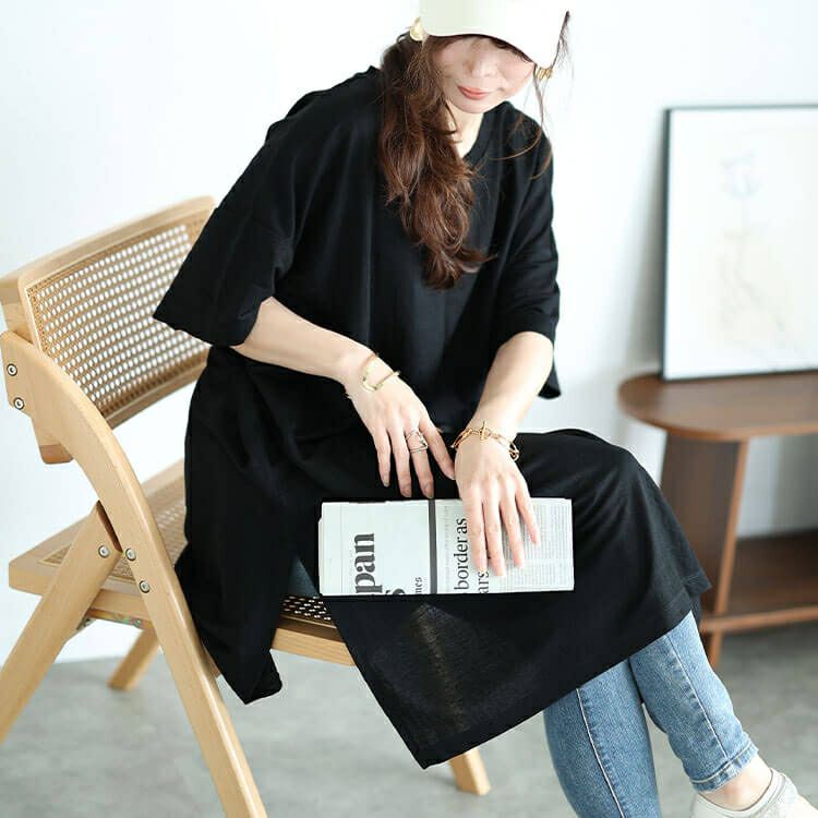 大きいサイズ レディース 接触冷感＆UVカット＆吸湿速乾サイドスリットチュニック　map-29