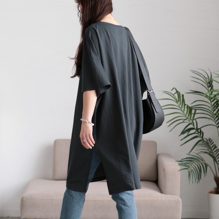 大きいサイズ レディース 接触冷感＆UVカット＆吸湿速乾サイドスリットチュニック　map-29