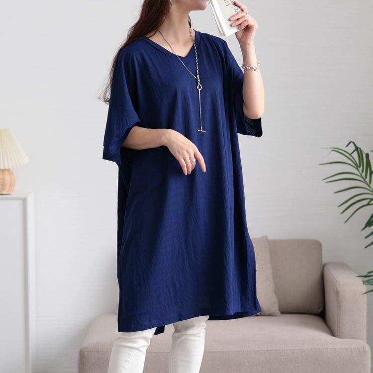 大きいサイズ レディース 接触冷感＆UVカット＆吸湿速乾サイドスリットチュニック　map-29