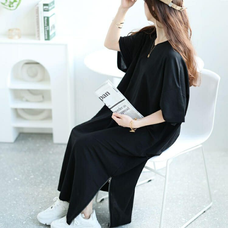 大きいサイズ レディース 接触冷感＆UVカット＆吸湿速乾サイドファスナーワンピース　map-28