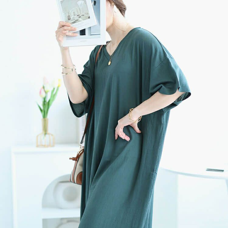 大きいサイズ レディース 接触冷感＆UVカット＆吸湿速乾サイドファスナーワンピース　map-28