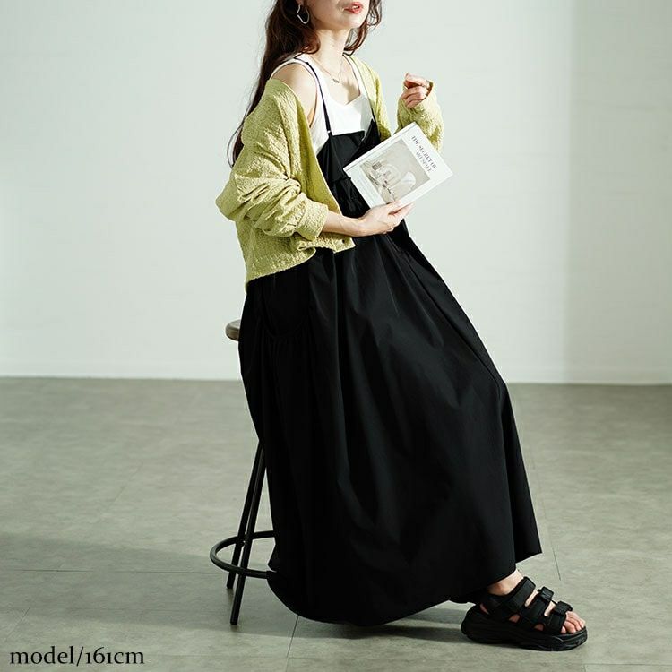 大きいサイズ レディース ハーフジップウエストフリルキャミワンピース　nw-24026