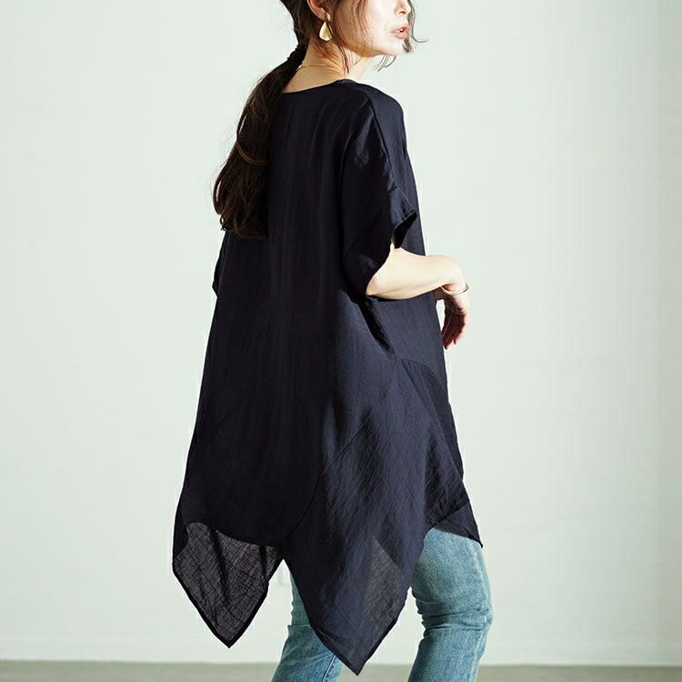 大きいサイズ レディース 裾変形デザインワイドプルオーバー　fem-481 【ゆうパケット可】