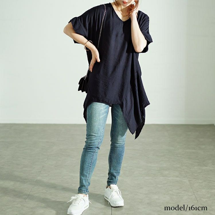大きいサイズ レディース 裾変形デザインワイドプルオーバー　fem-481 【ゆうパケット可】