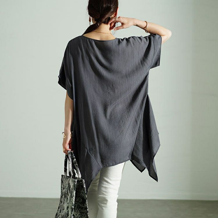 大きいサイズ レディース 裾変形デザインワイドプルオーバー　fem-481 【ゆうパケット可】