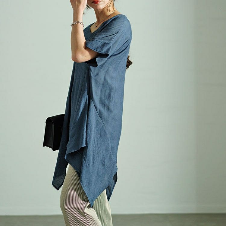 大きいサイズ レディース 裾変形デザインワイドプルオーバー　fem-481 【ゆうパケット可】