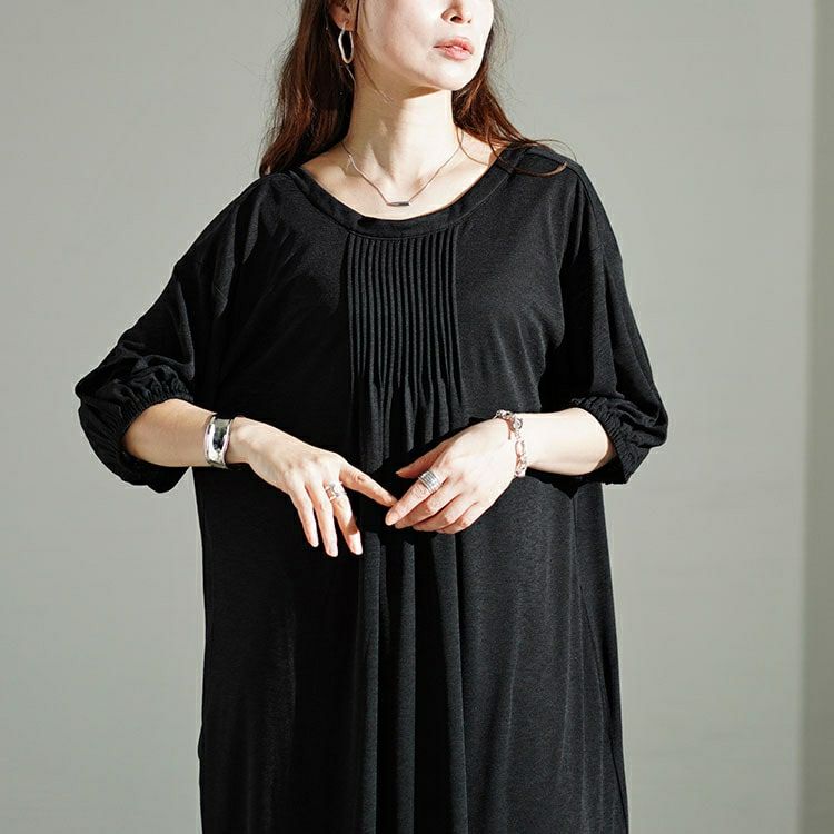 大きいサイズ レディース 前後2wayリボン＆ピンタックギャザーワンピース　u2-0092